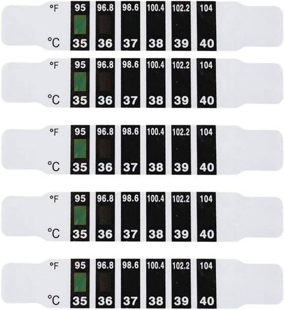 SWADESI BY MCP 5pc Temperature Strips Quick Read Forehead Strips, Great for Checking Fever Temp Strip For Infants, Babies, Toddlers, Kids and Adults, Best Reusable Strip Thermometer