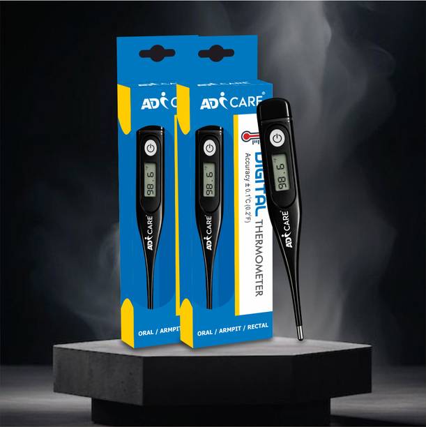 ADICARE Black Premium Digital Thermometer for Kids & Adults with Fever Alarm &Memory Function Low Battery Indicator Fast Reading (Pack of 2) Thermometer