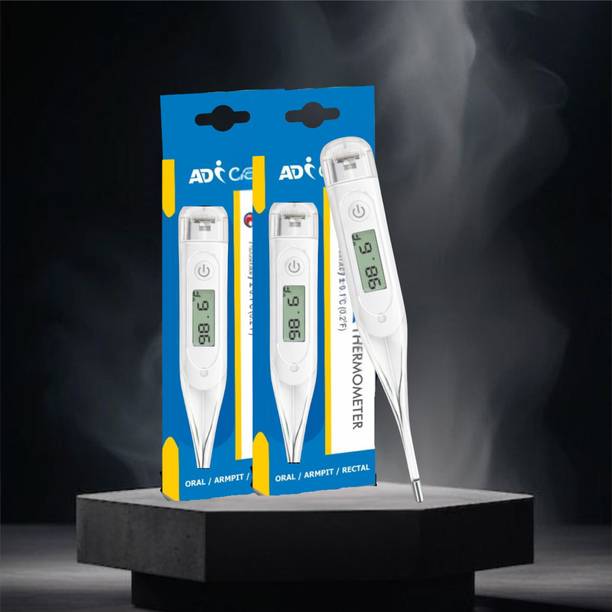 ADICARE Clear White Premium Digital Thermometer for Kids & Adults with Fever Alarm &Memory Function Low Battery Indicator Fast Reading (Pack of 2) Thermometer