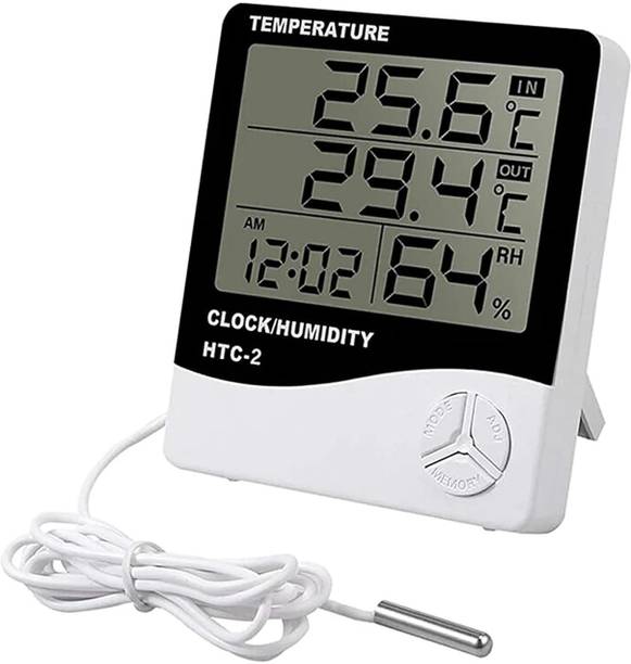 ORANCLE CARE Room Thermometer with Humidity Incubator Meter and Accurate Temperature Wall Mounting LCD Digital Clock Monitor for Indoor/Outdoor HTC 2 Thermometer