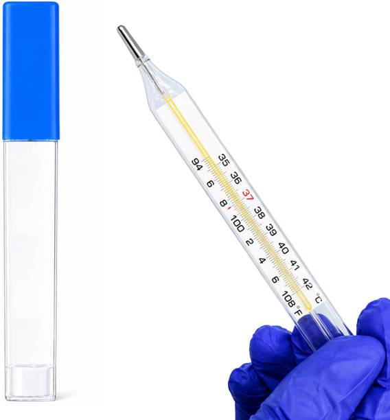 Bos Medicare Surgical Underarm & Clinical Temperature Measurement, Liquid Filled, Easy to Read Clinical Thermometer with Protective Case, Glass Medical Thermometer for Oral Thermometer