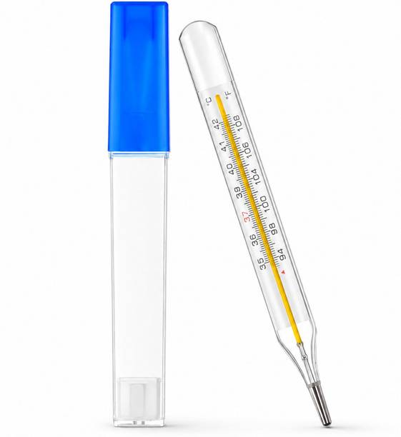 Bos Medicare Surgical Measuring Device for Adults & Kids, Easy Read Scale for Home & Medical Use Glass Thermometer for Body Temperature, Mercury Analog Thermo with Storage Case Thermometer