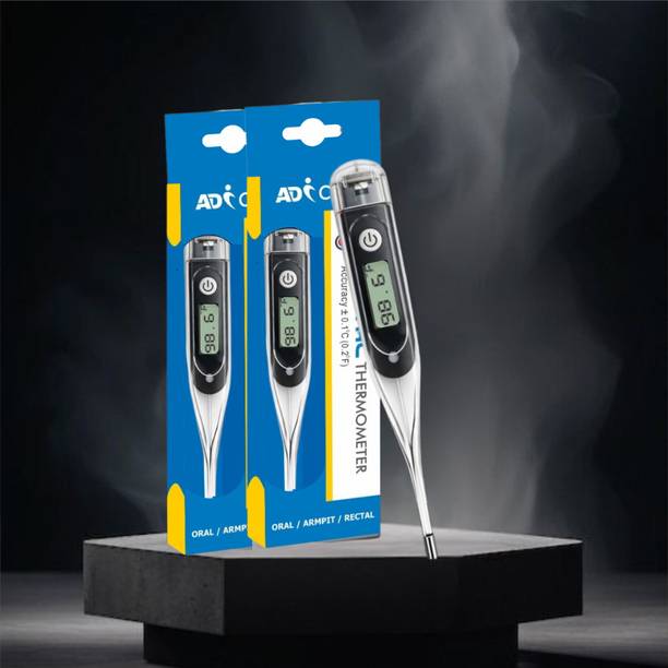 ADICARE Clear Black Premium Digital Thermometer for Kids & Adults with Fever Alarm &Memory Function Low Battery Indicator Fast Reading (Pack of 2) Thermometer