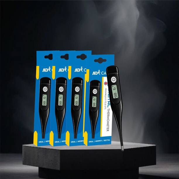ADICARE Premium Black Digital Thermometer for Kids & Adults with Fever Alarm &Memory Function Low Battery Indicator Fast Reading (Pack of 4) Thermometer