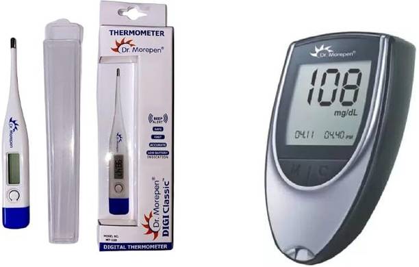 Dr. Morepen MT-110 Thermometer and BG03 Glucometer, Thermometer (GREY & BLACK)