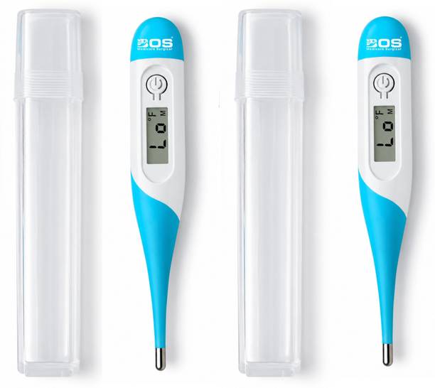 Bos Medicare Surgical & Rectal Temperature Monitor | Fever Alarm, LCD Display, Storage Case pack of 2 Digital Clinical Thermometer for Adults & Kids | Fast Accurate Oral, Underarm Thermometer
