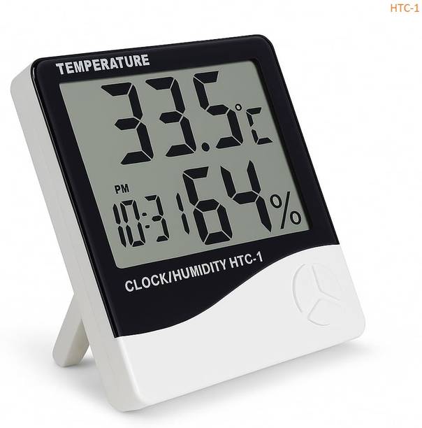Accutrust Digital Thermometer Hygrometer with Humidity Meter, Temperature Display, Clock & Alarm, Indoor Room Temperature Humidity Monitor Thermometer