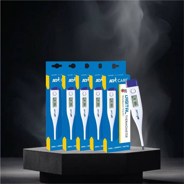 ADICARE Rigid Thermometer With Fever Alert & Memory Function Mercury Free Digital Thermometer for Kids & Adults | Pack of 5 | Fever check Thermometer