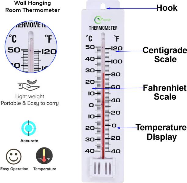 RCSP Room Thermometer Wall-Mounted Celsius and Fahrenheit Display Compact, Easy-to-Read Design For Home & Office Use temperature Thermometer