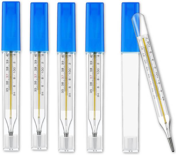 Bos Medicare Surgical Clinical Glass Thermometer with Easy Read Scale, Fever Thermometer Mercury Thermometer 5 Piece Pack for Body Temperature Measurement Thermometer
