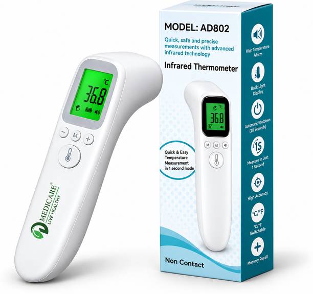 D MEDICARE AD802 Digital Infrared Laser Thermometer Gun for fever |Non Contact | Accurate Reading Thermometer