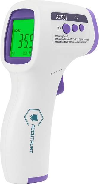 Accutrust Infrared Digital Thermometer | Non-Contact Forehead Temperature Gun LCD Display | Fever Alert | 3 Modes Thermometer