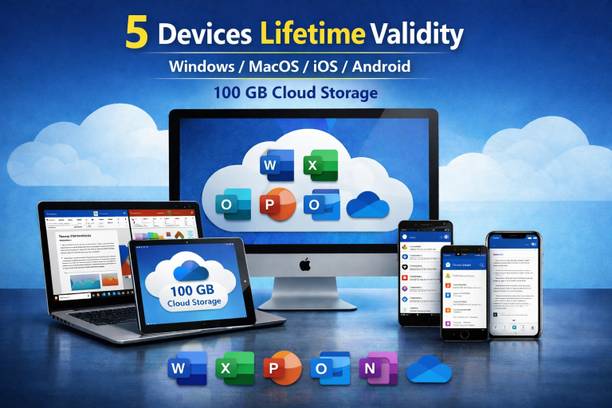 Key Bazaar Office 365 Professional Plus | 5-6 Devices | Lifetime Validity 2026 Quick installation support (WhatsApp 8100021450) Windows, macOS, iOS, iPadOS & Android | 100GB Cloud + Outlook