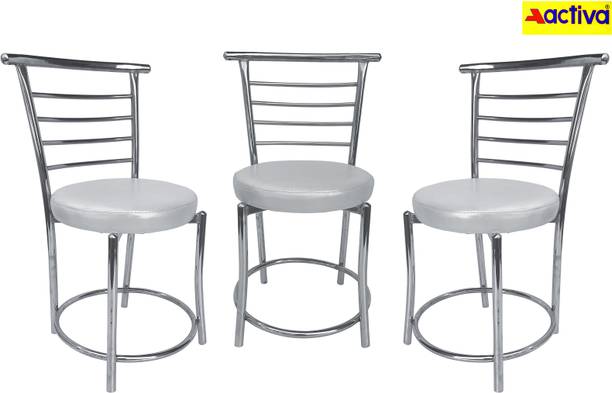 ACTIVA 158 Chrome Finish Cafeteria Chair with Leatherette Cushion Metal Dining Chair
