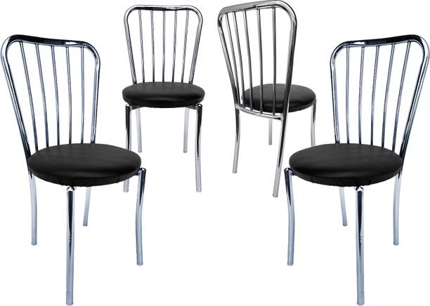 RW REST WELL Decent Chrome Finish Visitor / Study / Leatherette Fabric Metal Dining Chair