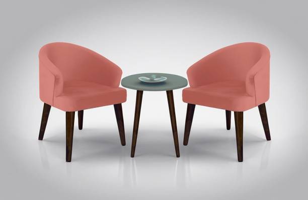 Enfurnish Upholstered Dining Chair Set of 2 |Barrel/Accent/Arm Chair With Velvet Fabric Solid Wood Dining Chair