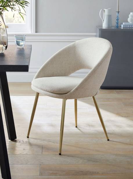 Radha Impex Modern Curved Upholstered Dining Chair with Metal Legs and Open-Back Design: Solid Wood Dining Chair