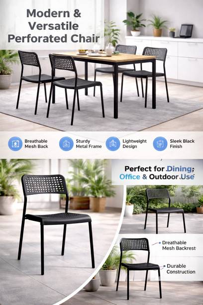 CHESSELLE Modern Plastic Perforated Chair for Office, Dining, and Minimalist Spaces Plastic Dining Chair