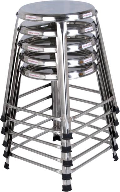 Lifetime Stools Stainless Steel Stool 16 inch Height Pack of 5 Metal Dining Chair