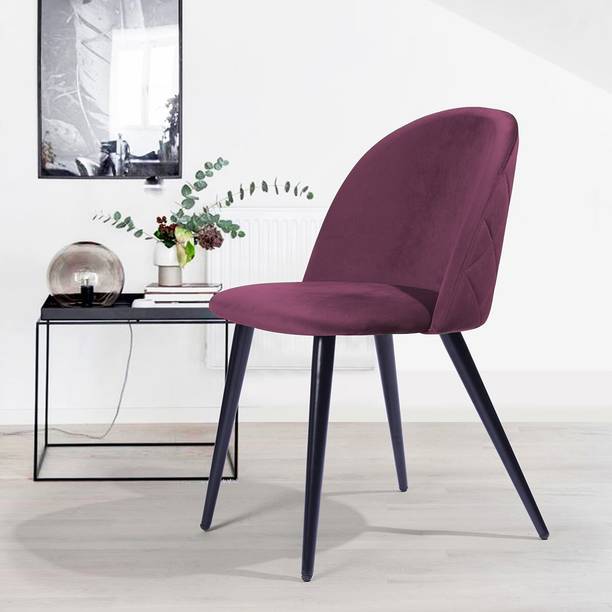 Finch Fox Romantic Vintage Dining Chairs Rustic Wine Velvet Cushion Seat Chair Metal Living Room Chair