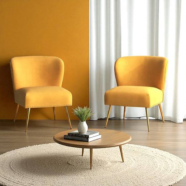 Radha Impex Modern Velvet Upholstered Accent Chair with Tapered Gold Metal Legs Metal Dining Chair