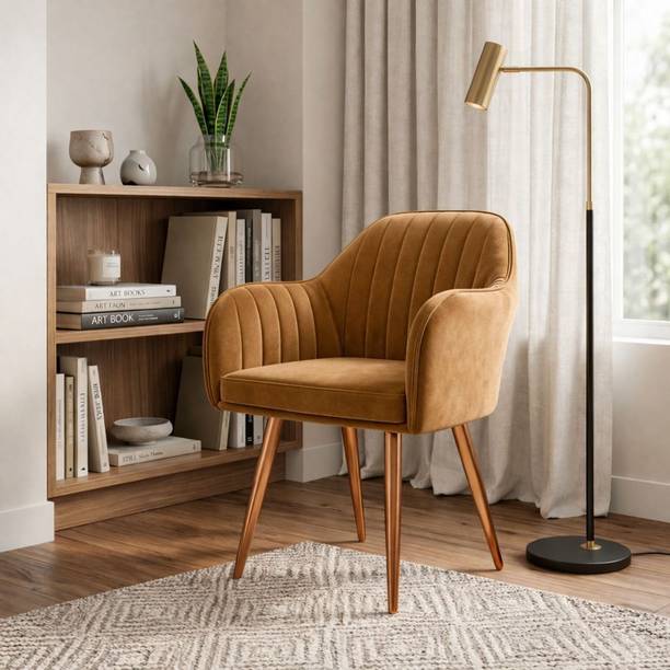 Vergo Plush Velvet Accent Chair, Cushion Seat for Study, Living Room,Cafe, Restaurants Fabric Dining Chair