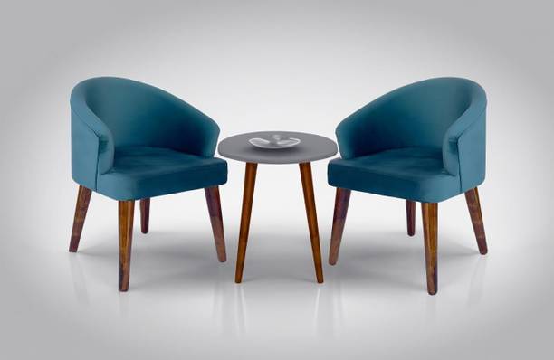 Enfurnish Upholstered Dining Chair Set of 2 |Barrel/Accent/Arm Chair With Velvet Fabric Solid Wood Dining Chair