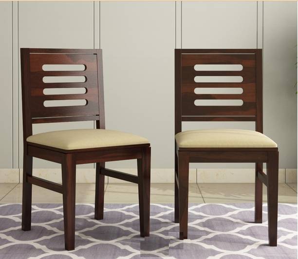 VARSHA FURNITURE Wooden Dining Chair Set with Cushions | Study Chair For Dining Furniture -Walnut Solid Wood Dining Chair
