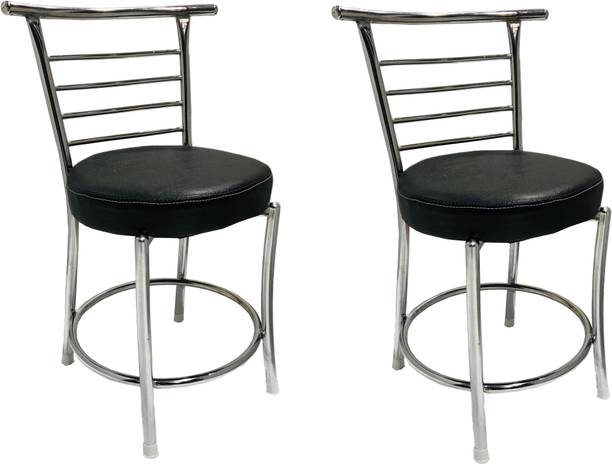 RATISON Comfortable Multipurpose Steel Dining/Restaurant/Cafe/Home/Office/Study Chair, with Leather Cushion seat and Steel Frame, Without arms Chair (Ring) Holds up to 155 kg Leatherette Dining Chair