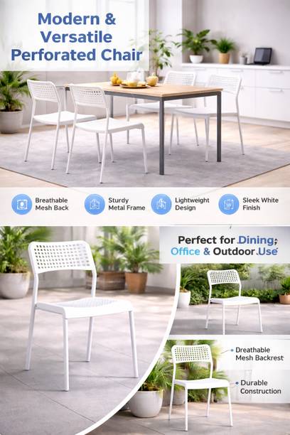 CHESSELLE Modern Plastic Perforated Chair for Office, Dining, and Minimalist Spaces Plastic Dining Chair