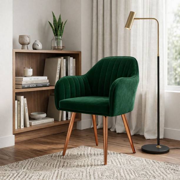 Vergo Plush Velvet Accent Chair, Cushion Seat for Home, Study, Living Room, Cafe Fabric Dining Chair