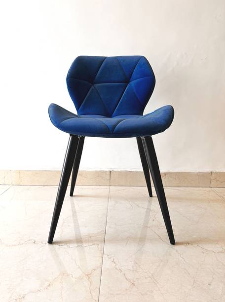 Finch Fox Luxurious Dining Chair in Dark Blue Velvet Stylish Design With Black Metal Legs Metal Dining Chair