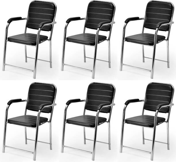 Goyal Steel & Furniture Industries Home Office Visitor Heavy Chair Stylish Supportive Cushioning Chair Leatherette Dining Chair