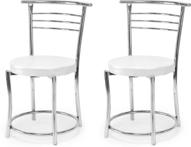SOMRAJ Comfortable Multipurpose Steel Dining/Restaurant/Cafe/Home/Office/Study Chair, with Leather Cushion seat and Steel Frame, Without arms Chair (Ring) Holds up Leatherette Dining Chair