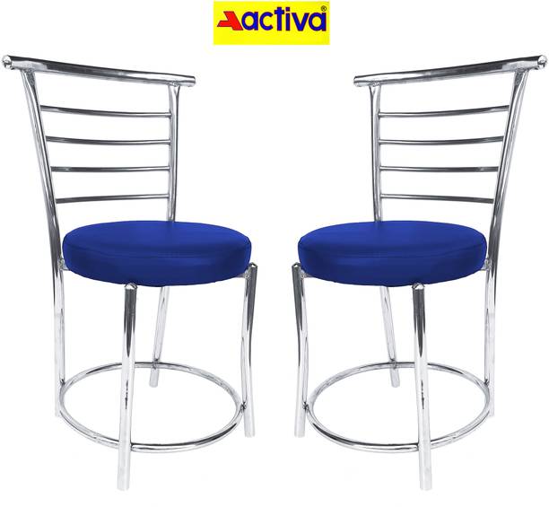 ACTIVA 158 Chrome Finish Cafeteria Chair with Leatherette Cushion Metal Dining Chair