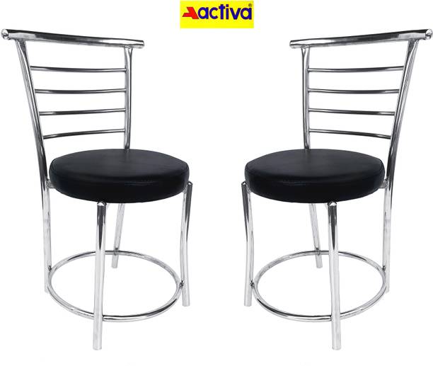 ACTIVA 158 Chrome Finish Cafeteria Chair with Leatherette Cushion Metal Dining Chair