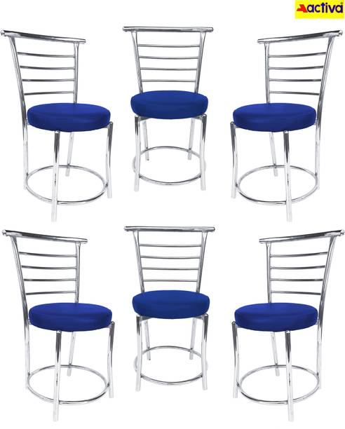 ACTIVA 158 Chrome Finish Cafeteria Chair with Leatherette Cushion Metal Dining Chair
