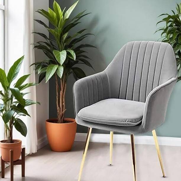 Kiyansh Modern Velvet Accent Chair with Metal Legs Armchair Solid Wood Dining Chair