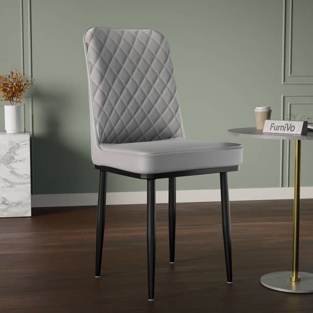 FurniVo IKON Premium leather Dining Chair with Cushioned Seat & Metal Legs Foam Dining Chair