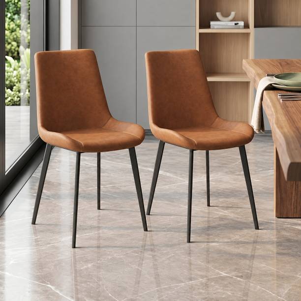 Furniva Milano Upholstered Metal Chairs Leather Dining Chair