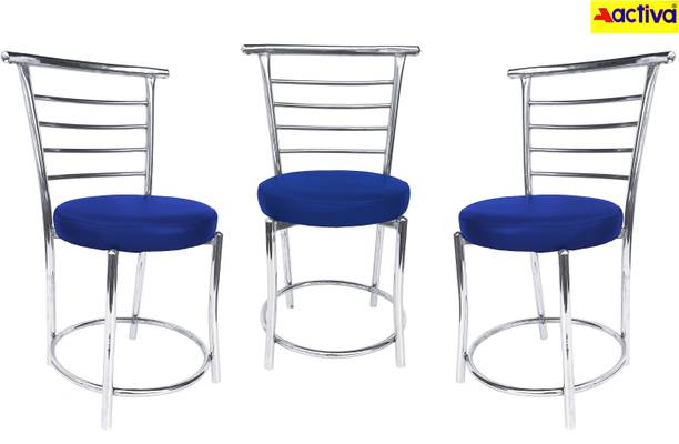 ACTIVA 158 Chrome Finish Cafeteria Chair with Leatherette Cushion Metal Dining Chair