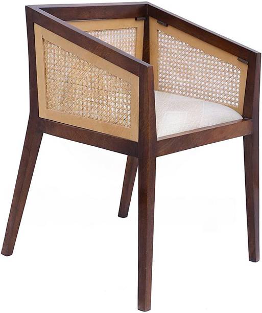 WOODSTAGE Wood Rattan Dining Chair with Cushion for Home/Living Room Solid Wood Dining Chair