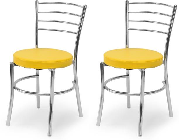 APPLE FURNITURE Comfortable Dining Chair with Cushion Steel Chrome Chair Metal Dining Chair
