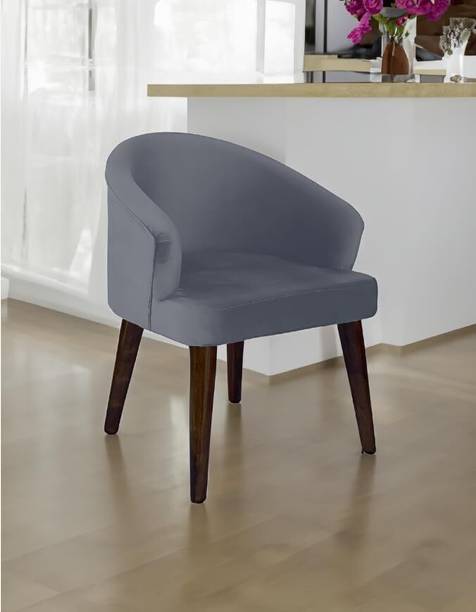 Enfurnish Wooden Upholstered Velvet Accent Chair for Living Room Bedroom & Office (Grey) Solid Wood Dining Chair
