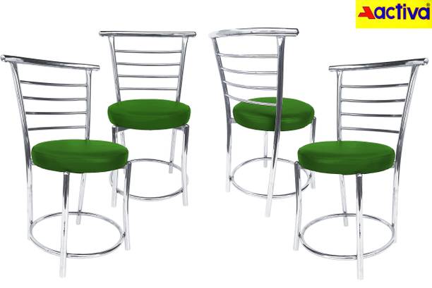 ACTIVA 158 Chrome Finish Cafeteria Chair with Leatherette Cushion Metal Dining Chair