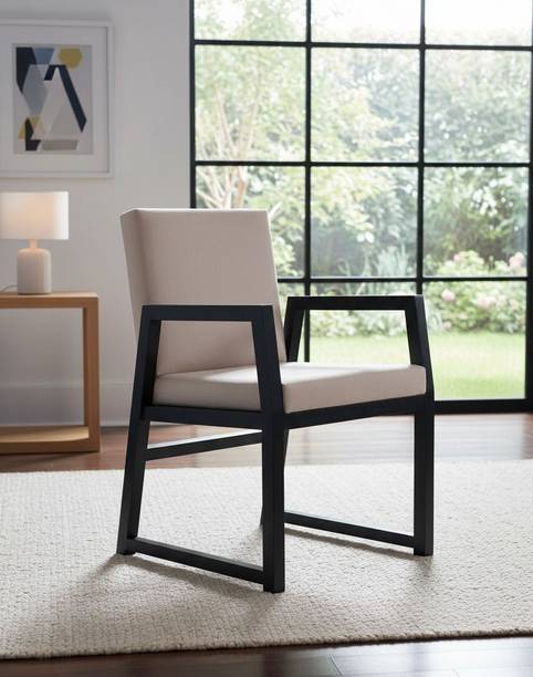 JPIRONS Modern Upholstered Accent Chair with Black Frame – Living Room & Lounge Seating Metal Dining Chair