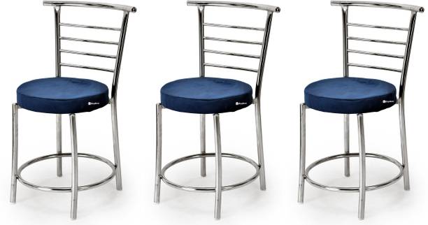 SOMRAJ Steel Dining/Restaurant/Cafe/Home/Office/Study Chair, with Leather Cushion seat Leatherette Dining Chair