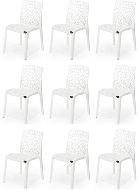 SOMRAJ Dining Plastic Chair Designer Web Plastic Living Room Indoor Outdoor Chair Plastic Dining Chair