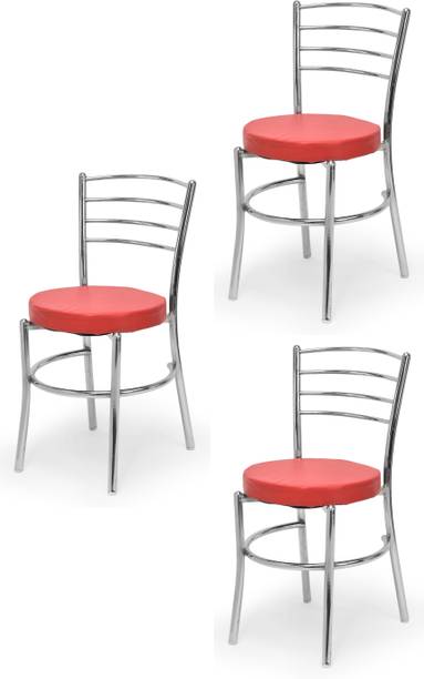 APPLE FURNITURE Long Life Steel Dining Chair with Cushion Steel Chrome Chair Metal Dining Chair