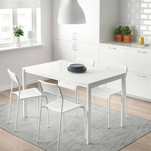 IKEA ADDE CHAIR Polypropylene Plastic/Steel, Epoxy/Polyester Powder Coating Chair Indoor/Outdoor Stackable Dining/Living Room/Office Chair WHITE 1PC Plastic Dining Chair